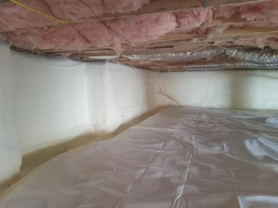 Crawl space encapsulation with closed-cell spray foam for Commercial Roof Restoration in Westmont